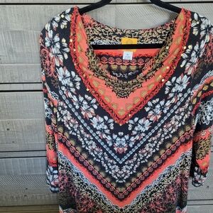 Colorful Stretch Material Top By Ruby Ld Size Large Petite.